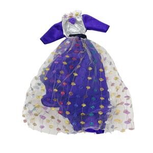Vintage Barbie Doll Purple Tulle Dress, 90s